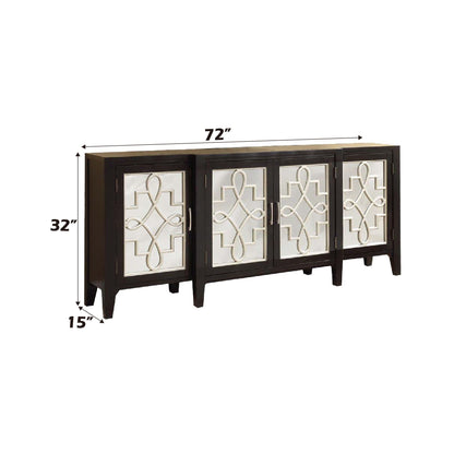 Kacia Console Cabinet dark wood accent cabinet with mirrored doors HouseOfZazla on Tampa Home & Garden Store