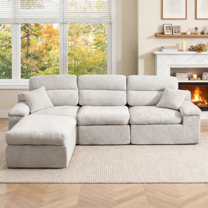 Corner Chaise Sofa With High Backrest, light gray fabric, 2-piece living room set on Tampa Home & Garden Store