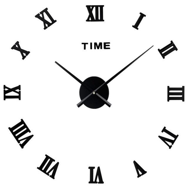 3D acrylic mirror wall clock with Roman numerals, frameless design and silent movement on Tampa Home & Garden Store