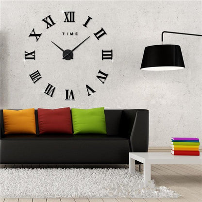 Stevvex 3D acrylic mirror wall clock with Roman numerals, frameless quartz decor on Tampa Home & Garden Store