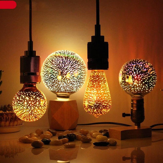 Stevvex 3D Colorful RGB LED vintage Edison lamp bulbs set of four for cafe bar decor on Tampa Home & Garden Store