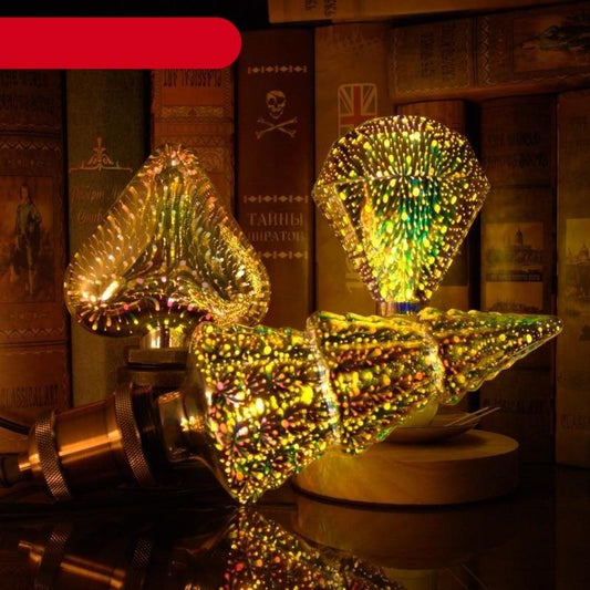 Stevvex 3D decoration Edison LED bulb set of 3 with heart/star glass and fireworks speckle on Tampa Home & Garden Store