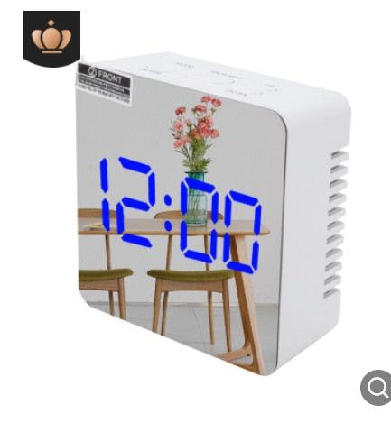 Stevvex 3D Large LED Wall Clock white with blue digits, 12/24h time, date & temperature display on Tampa Home & Garden Store