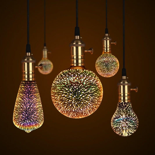 Stevvex 3D LED Edison bulbs with copper wire spiral filament, decorative hanging lamps on Tampa Home & Garden Store