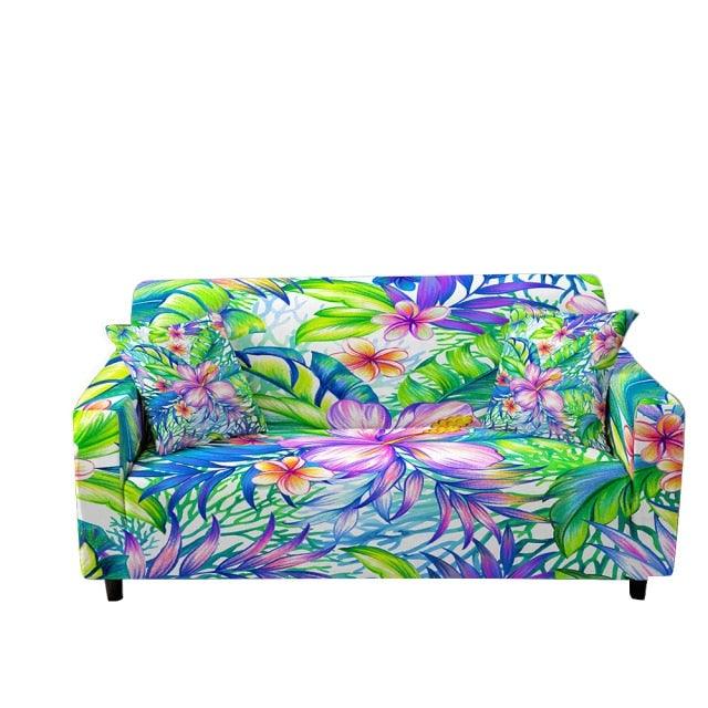 Stevvex 3D butterfly slipcover for 2/3 seater sofa, colorful floral print, anti-slip fabric on Tampa Home & Garden Store