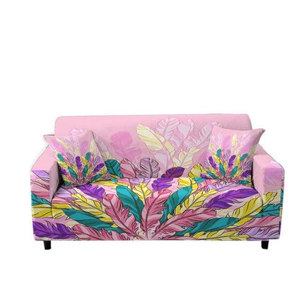 Stevvex butterfly printed sofa slipcover 2/3 seater L-shaped couch with feather motif 2pcs on Tampa Home & Garden Store