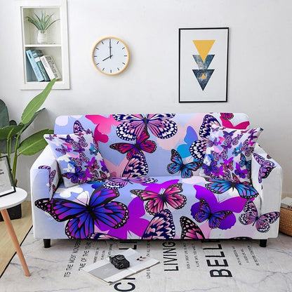 3D butterfly sofa slipcover set for 2/3 seater by Stevvex, butterfly design, 2pc set on Tampa Home & Garden Store