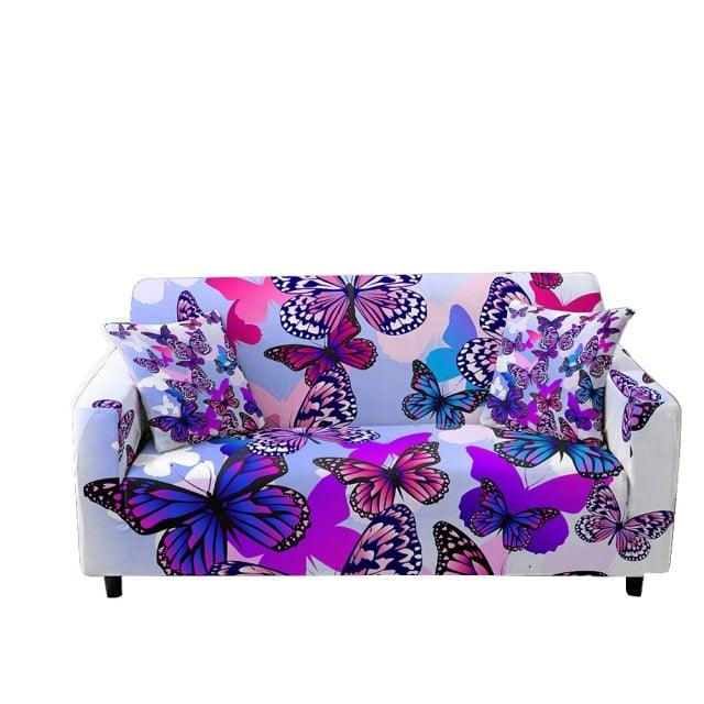 Stevvex butterfly sofa slipcover set for 2/3 seater L-shaped couch with anti-slip stretch fabric on Tampa Home & Garden Store