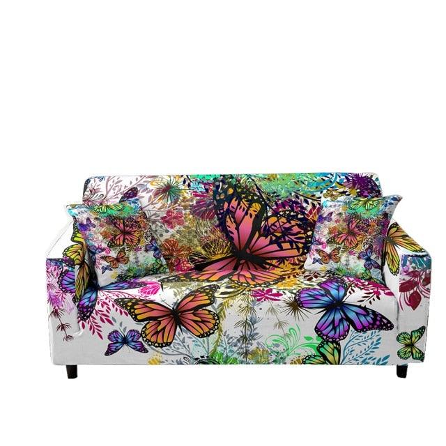 Stevvex 3D butterfly sofa slipcover for 2/3 seater, universal stretch anti-slip print on Tampa Home & Garden Store