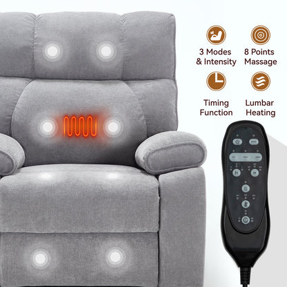 Grey heat massage dual-motor power lift recliner with remote on Tampa Home & Garden Store