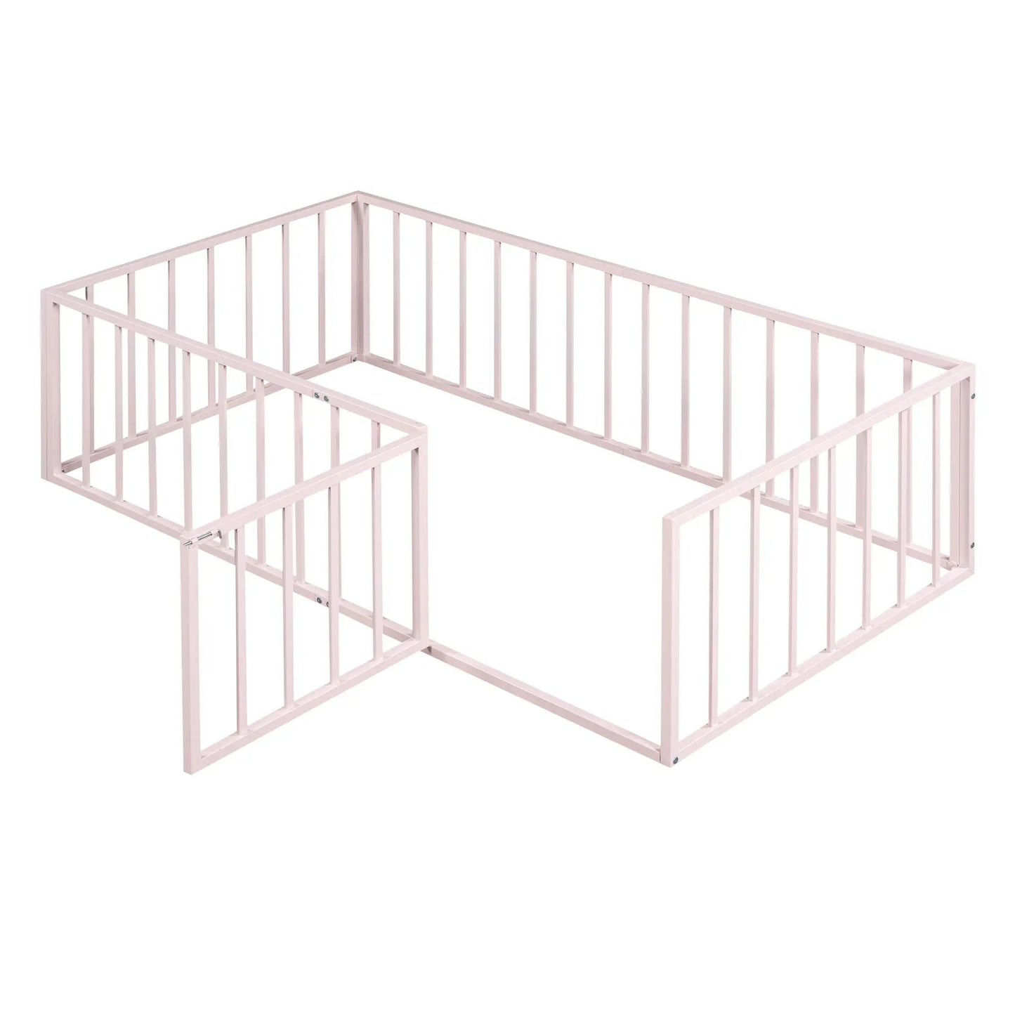 Metal floor bed frame with fence and door in pink by Unique Piece Furniture on Tampa Home & Garden Store
