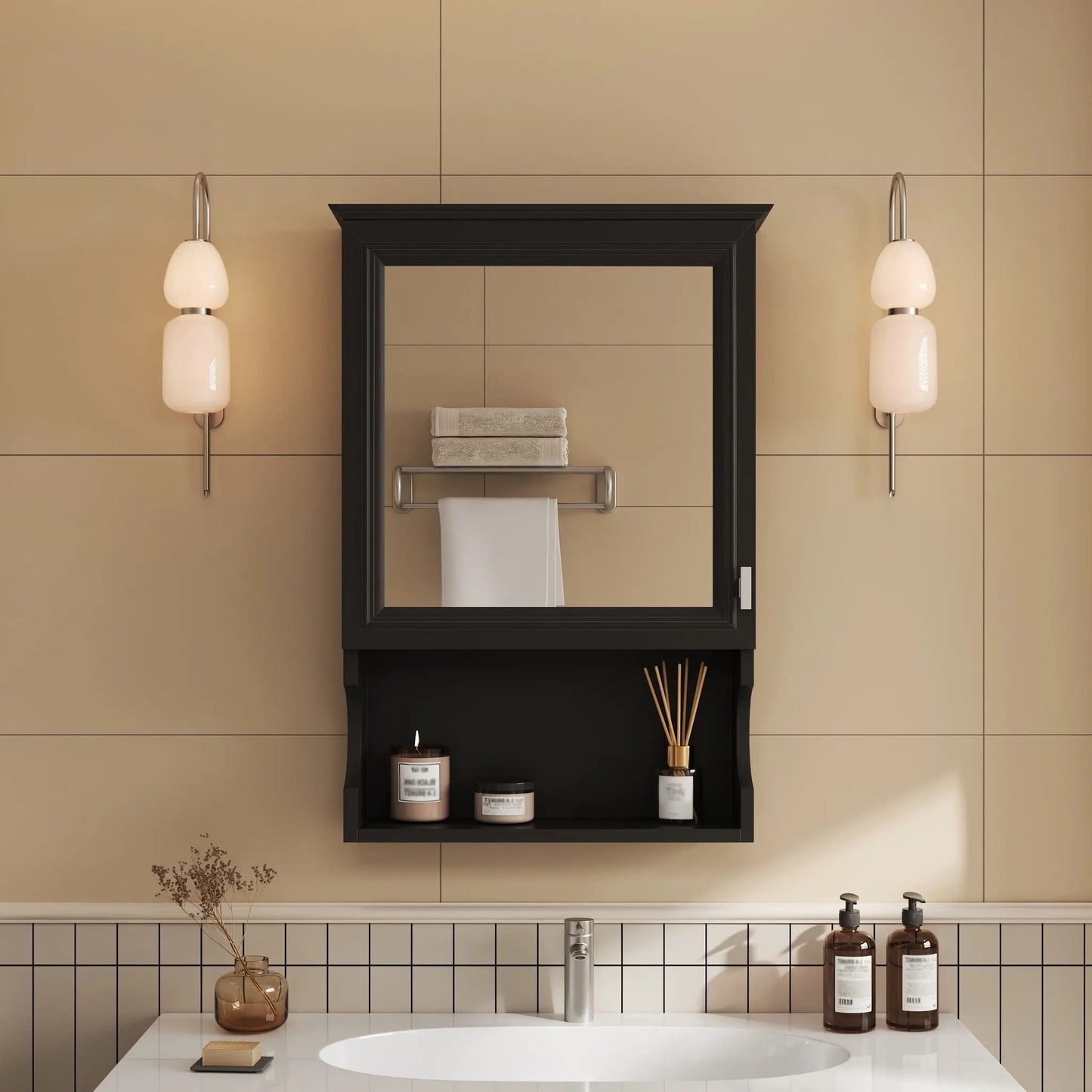 Wall Mounted Bathroom Cabinet with Mirror Hinges