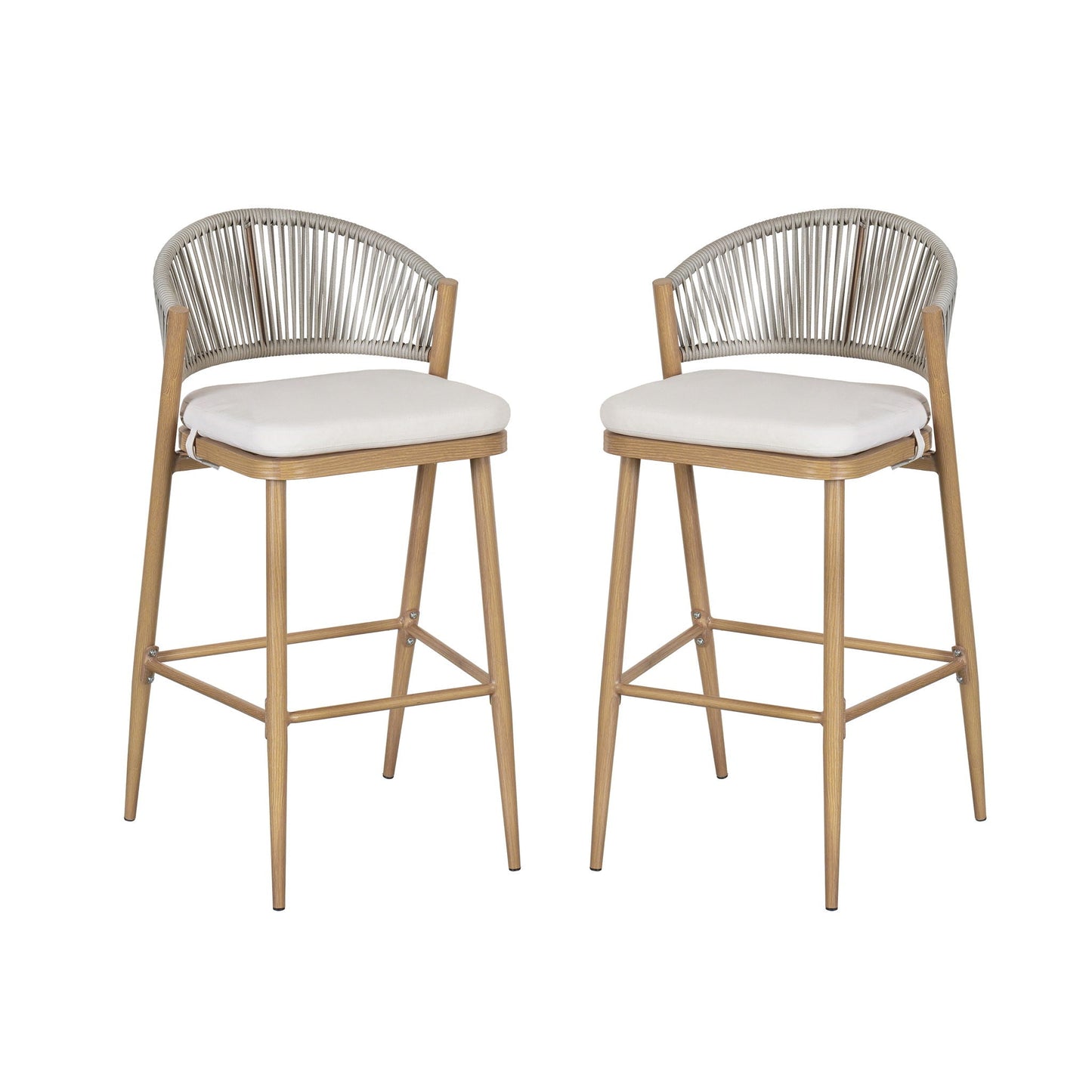 Outdoor Bar Stools With Scallop Cushion And Frame