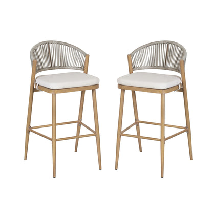 Outdoor Bar Stools With Scallop Cushion And Frame