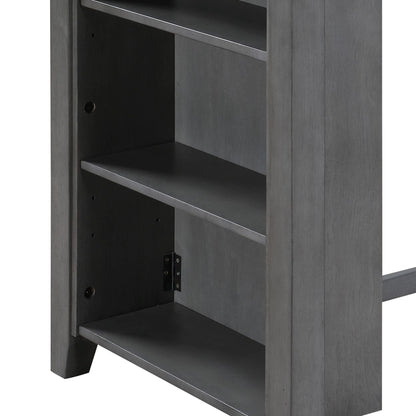 3 Piece Counter Height Dining Set with Storage Shelves gray wood finish by HouseOfZazla on Tampa Home & Garden Store
