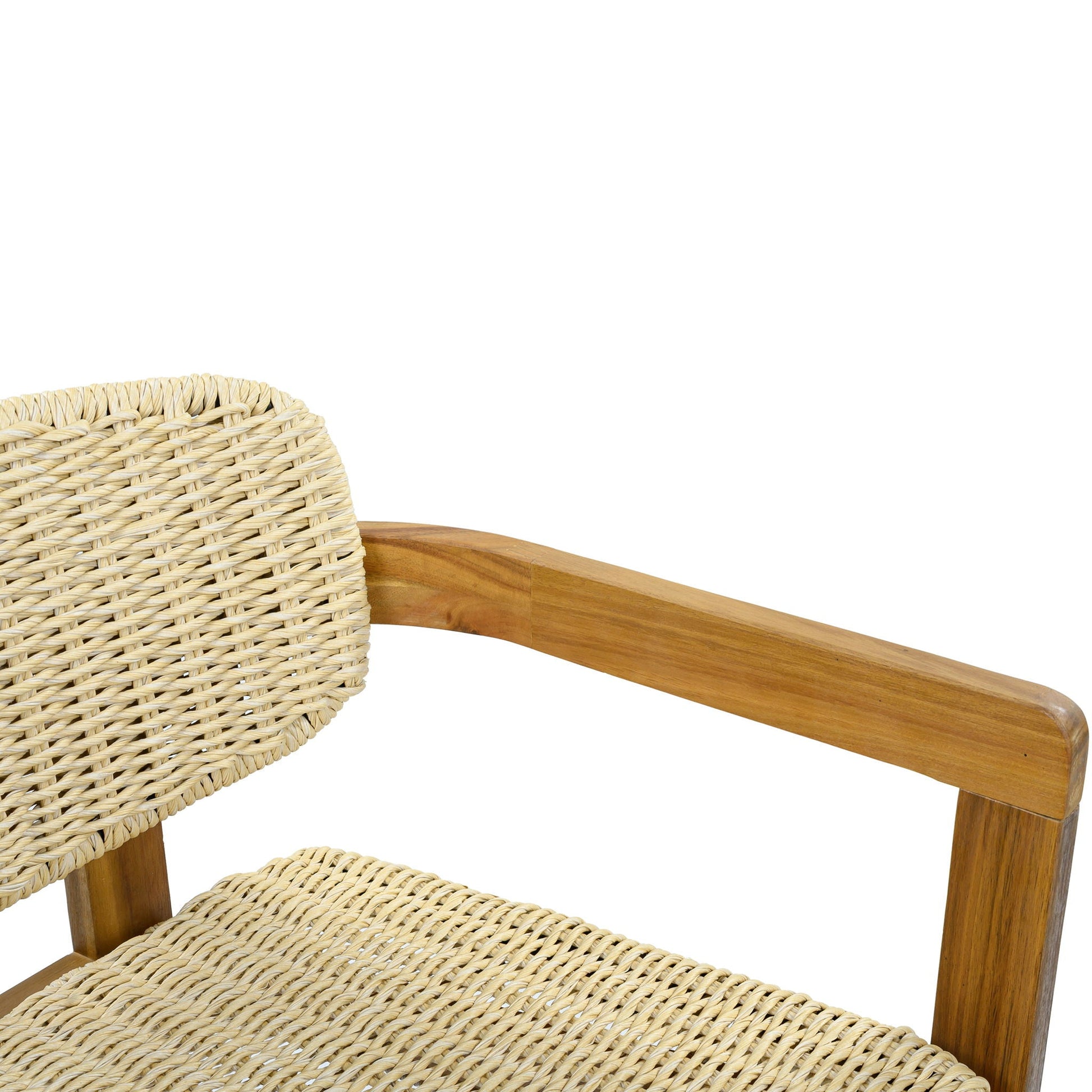 Outdoor Accent Armchairs Set of 2 natural teak with woven rattan seats on Tampa Home & Garden Store