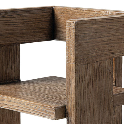 Sculptural Block Accent Chair brown reclaimed elm wood by HouseOfZazla on Tampa Home & Garden Store