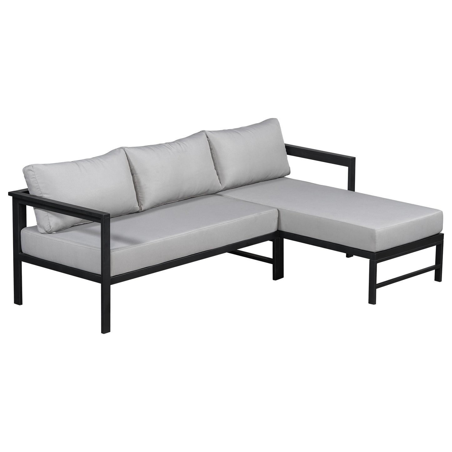 U_style Outdoor L-Shaped Sofa with iron frame and light gray ultra-thick cushions on Tampa Home & Garden Store