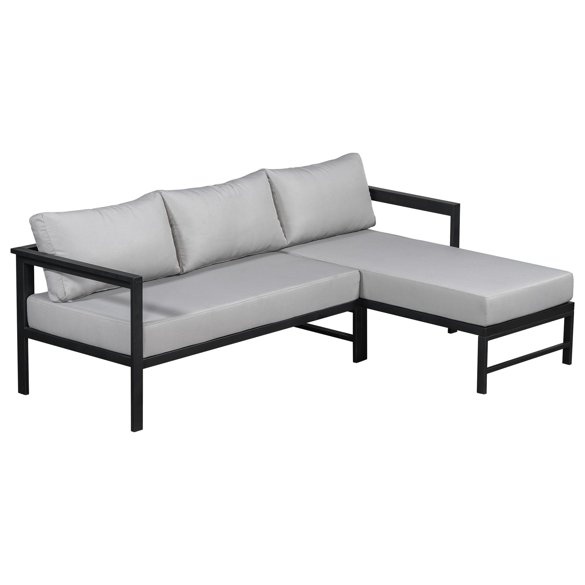 U_style Outdoor L-Shaped Sofa with iron frame and light gray ultra-thick cushions on Tampa Home & Garden Store
