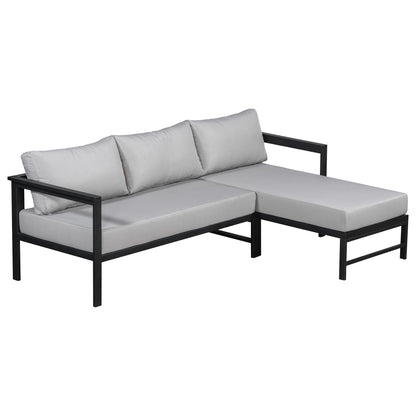 U_style Outdoor L-Shaped Sofa with iron frame and light gray ultra-thick cushions on Tampa Home & Garden Store