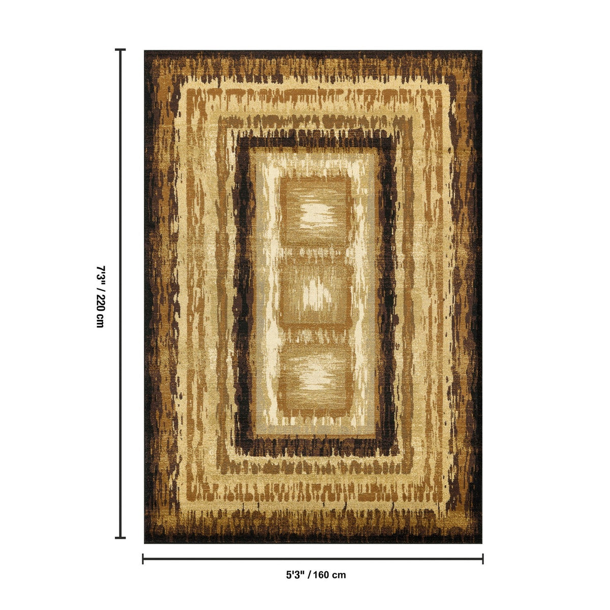 Bristol Abstract Multi-Color Area Rug beige brown concentric rectangles by HouseOfZazla on Tampa Home & Garden Store