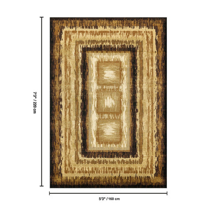 Bristol Abstract Multi-Color Area Rug beige brown concentric rectangles by HouseOfZazla on Tampa Home & Garden Store