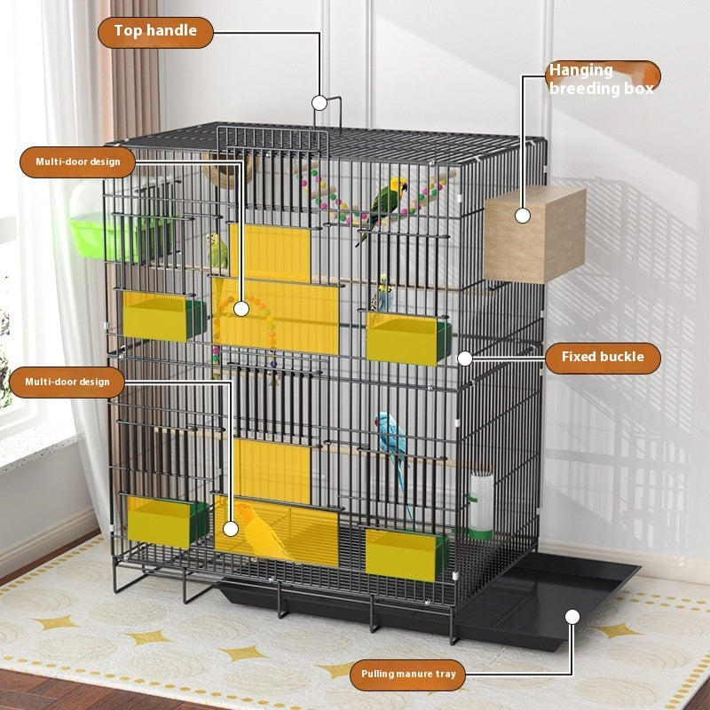 Home Fashion Personality double-layer bird cage with yellow feeding boxes, manure tray on Tampa Home & Garden Store