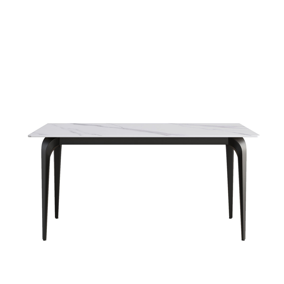 Modern artificial stone dining table with white top and black metal legs on Tampa Home & Garden Store