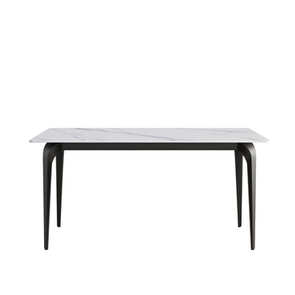 Modern artificial stone dining table with white top and black metal legs on Tampa Home & Garden Store