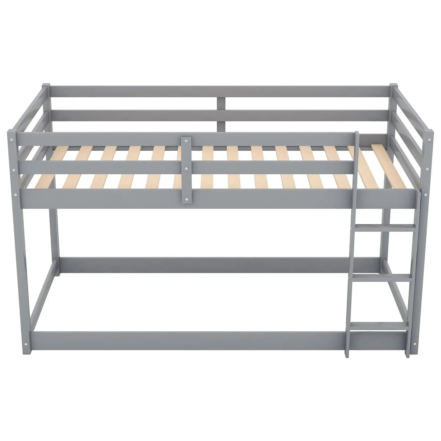 Durable Solid Wood Floor Bunk Bed With Ladder