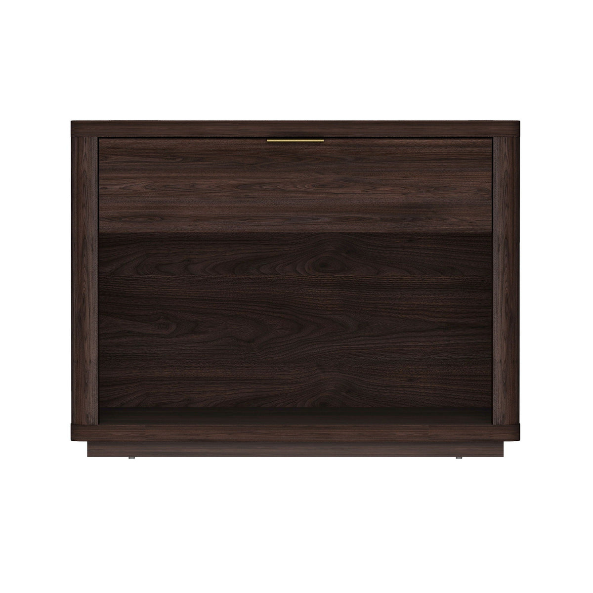 Evelyn Nightstand with 1 Drawer and Open Shelf in dark wood, gold handle by HouseOfZazla on Tampa Home & Garden Store