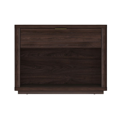 Evelyn Nightstand with 1 Drawer and Open Shelf in dark wood, gold handle by HouseOfZazla on Tampa Home & Garden Store