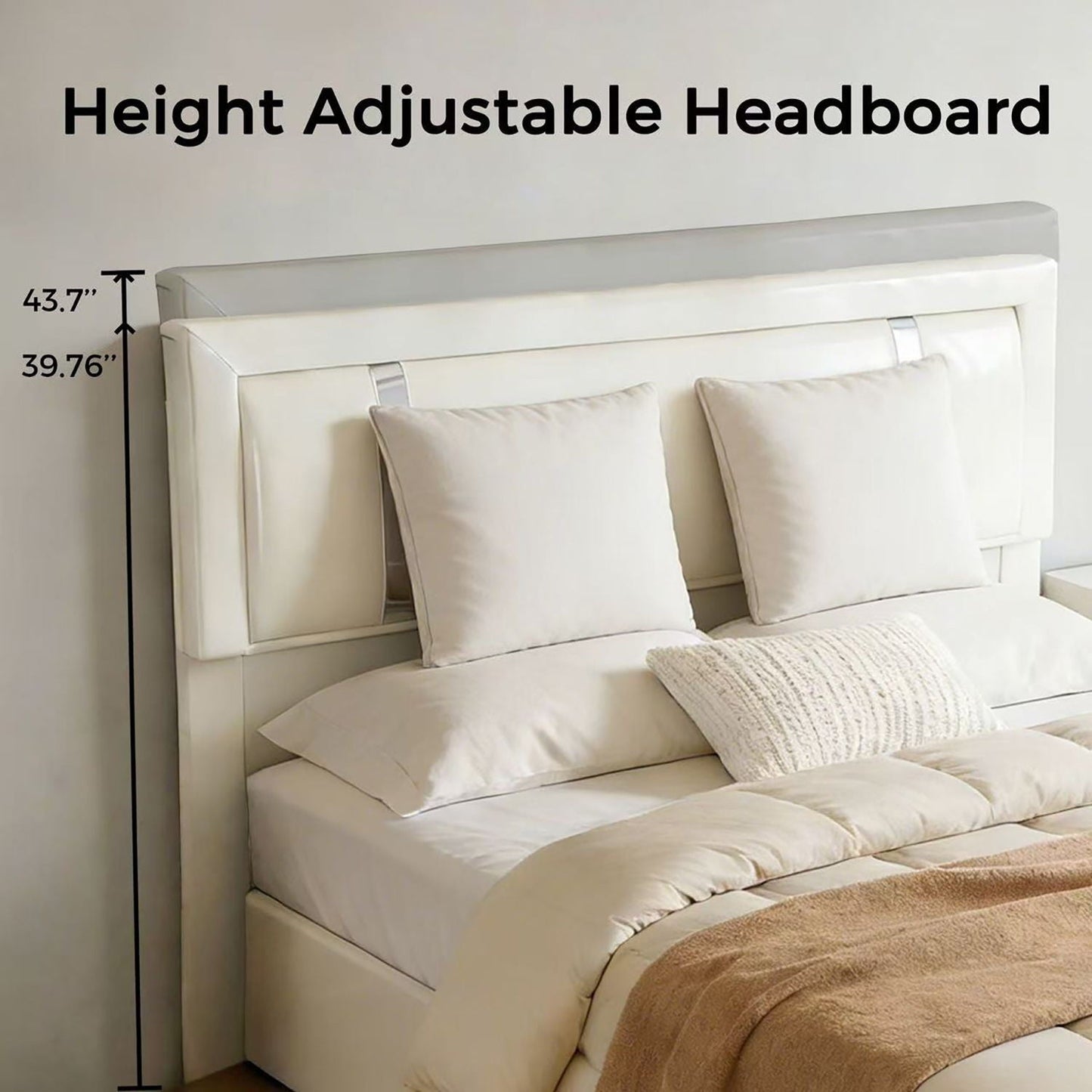 Upholstered Bed with Led Headboard and Storage
