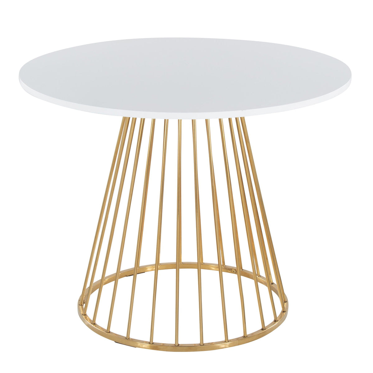Canary Cosmo dining table white round top with gold metal base contemporary design on Tampa Home & Garden Store