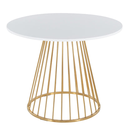 Canary Cosmo dining table white round top with gold metal base contemporary design on Tampa Home & Garden Store