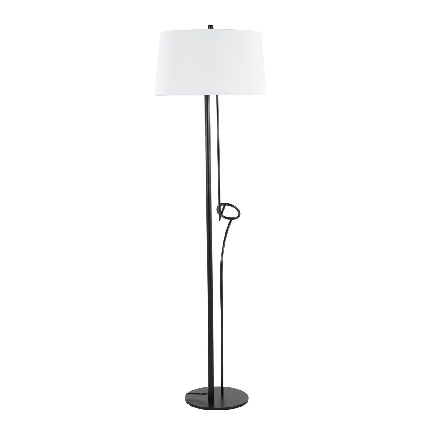 Shadow Contemporary Floor Lamp Black/White with white drum shade, metal stem HouseOfZazla on Tampa Home & Garden Store