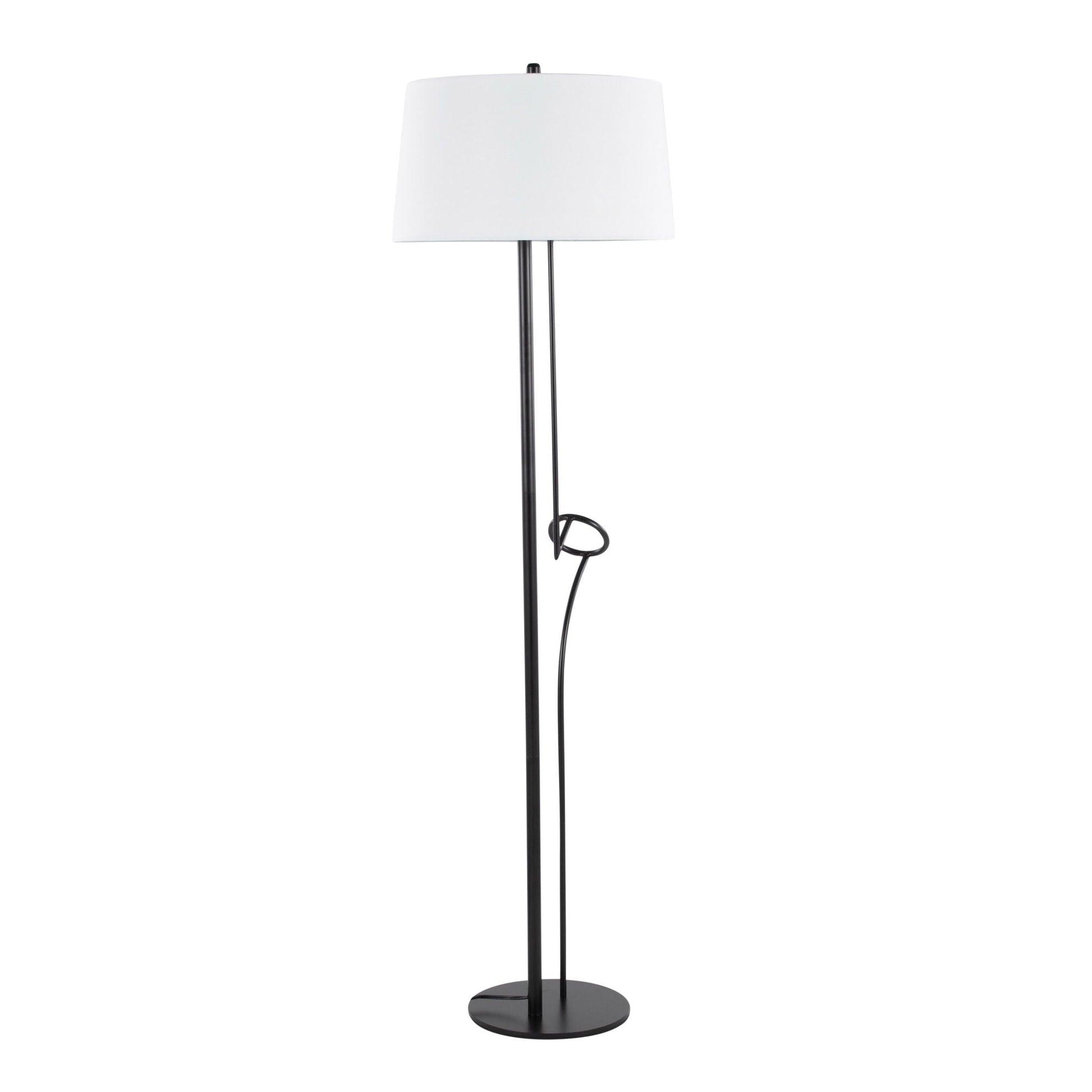 Shadow Contemporary Floor Lamp Black/White with white drum shade, metal stem HouseOfZazla on Tampa Home & Garden Store