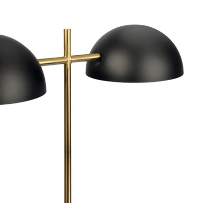 Nova Hydro double table lamp with black dome shades and brass cross frame on Tampa Home & Garden Store