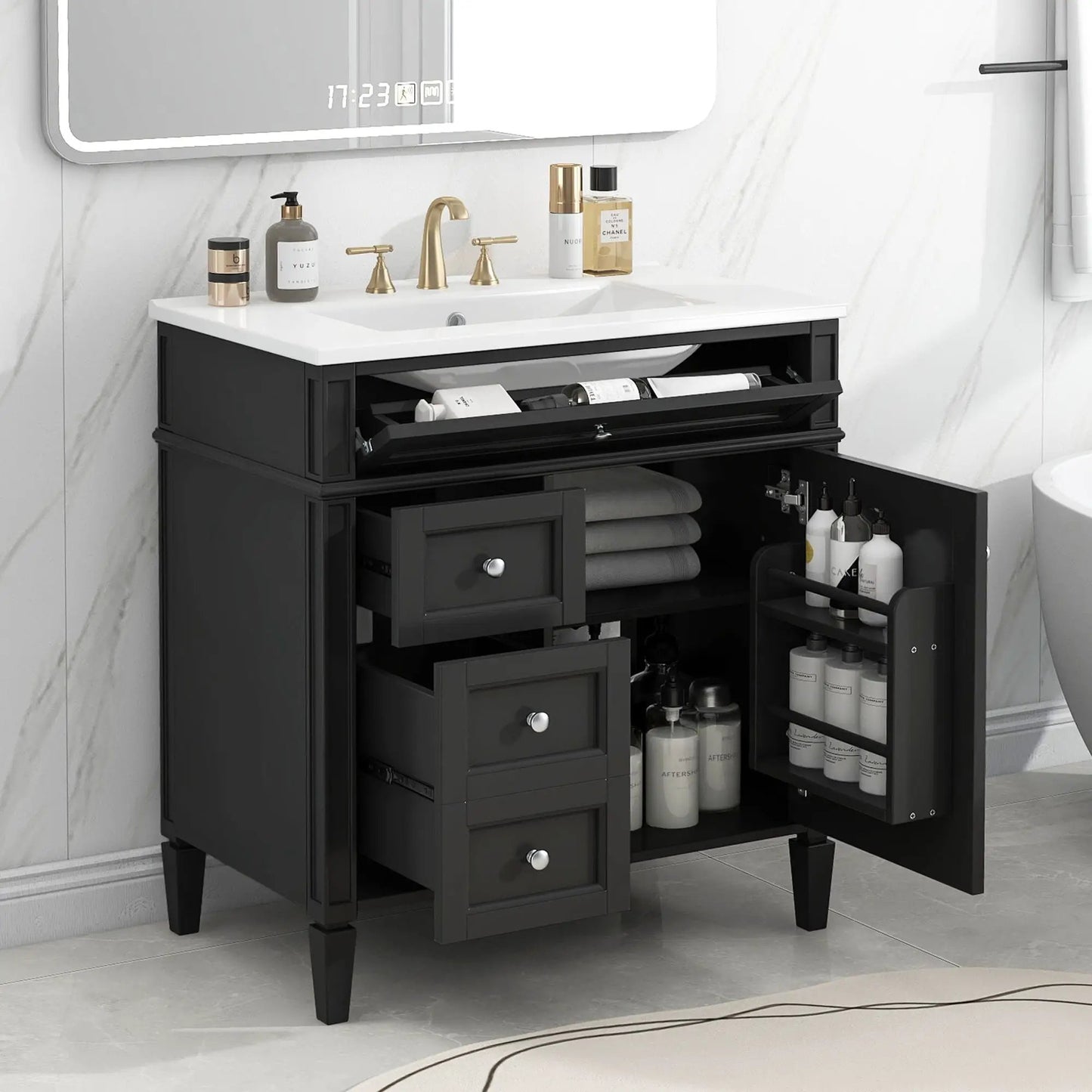 Bathroom Vanity With Top Sink and Storage Cabinet