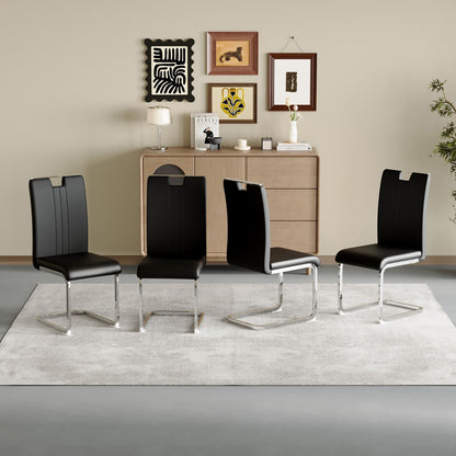 Bow shaped chairs set, 5 black leatherette chairs with chrome cantilever bases and non-slip feet on Tampa Home & Garden Store
