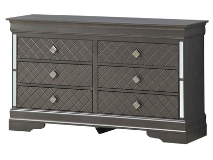 Verona dresser with embossed diamond lattice fronts in dark gray finish by HouseOfZazla on Tampa Home & Garden Store