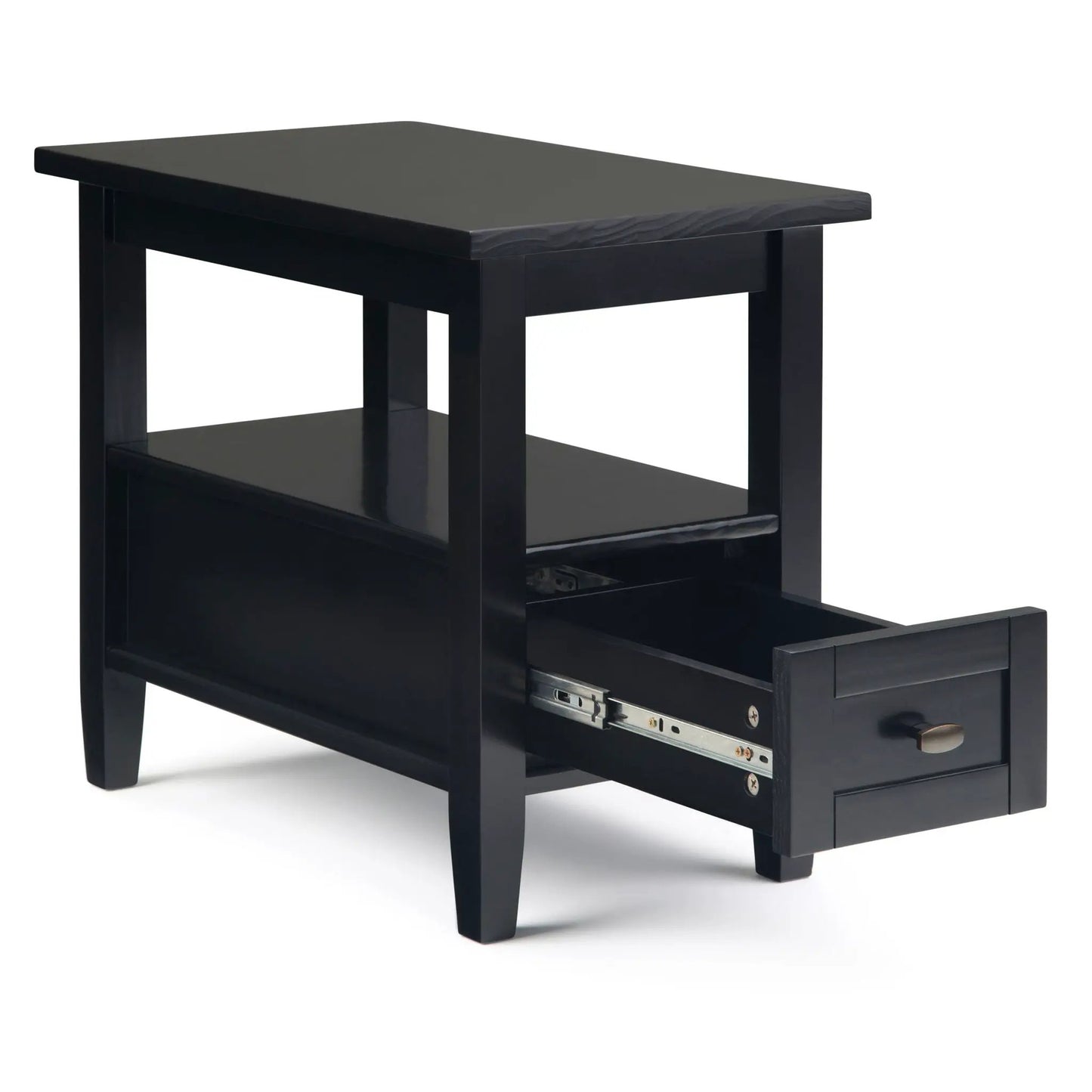 Warm Shaker handcrafted coffee table in black finish with two-tier shelves on Tampa Home & Garden Store