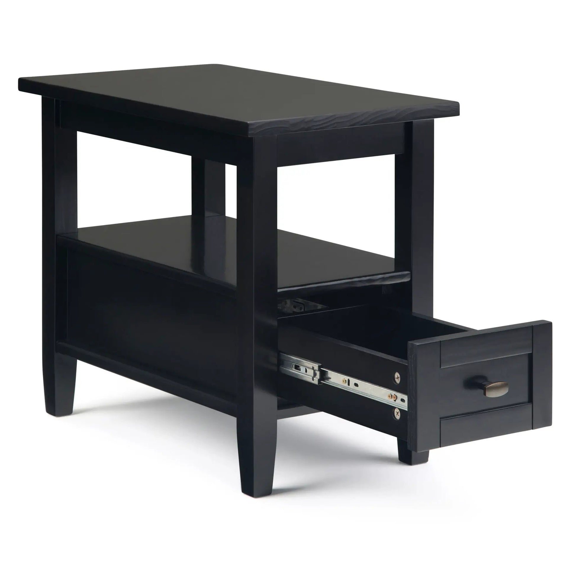 Warm Shaker handcrafted coffee table in black finish with two-tier shelves on Tampa Home & Garden Store