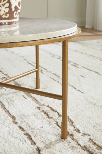 Alben Round Table with Marble Top in Goldtone