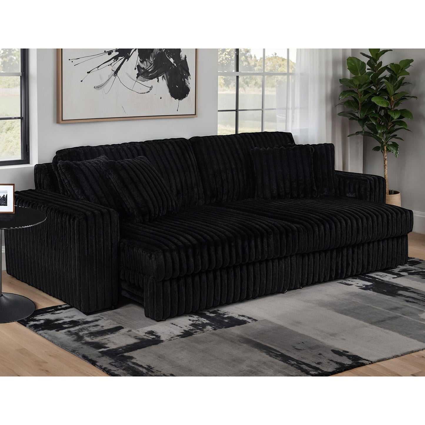 Clifford Black Dual Power Chaise And Recliner