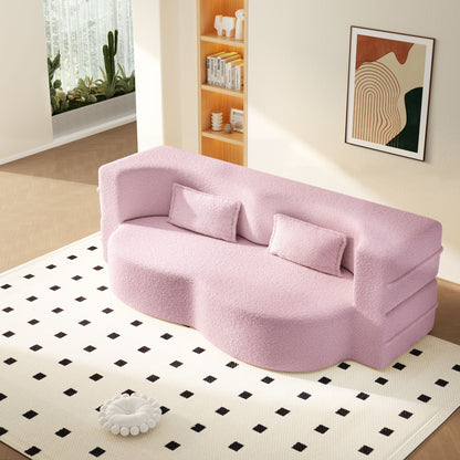 Modern Floor Sleeper Sofa Bed And Two Pillows