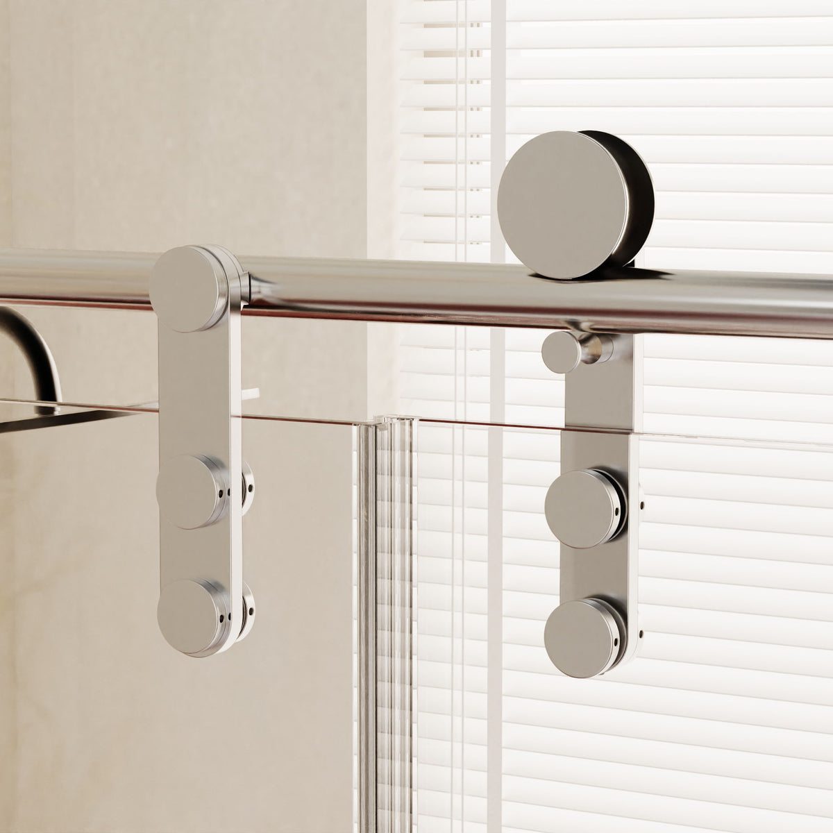 Frameless single sliding shower door with towel rail and round chrome handle HouseOfZazla on Tampa Home & Garden Store