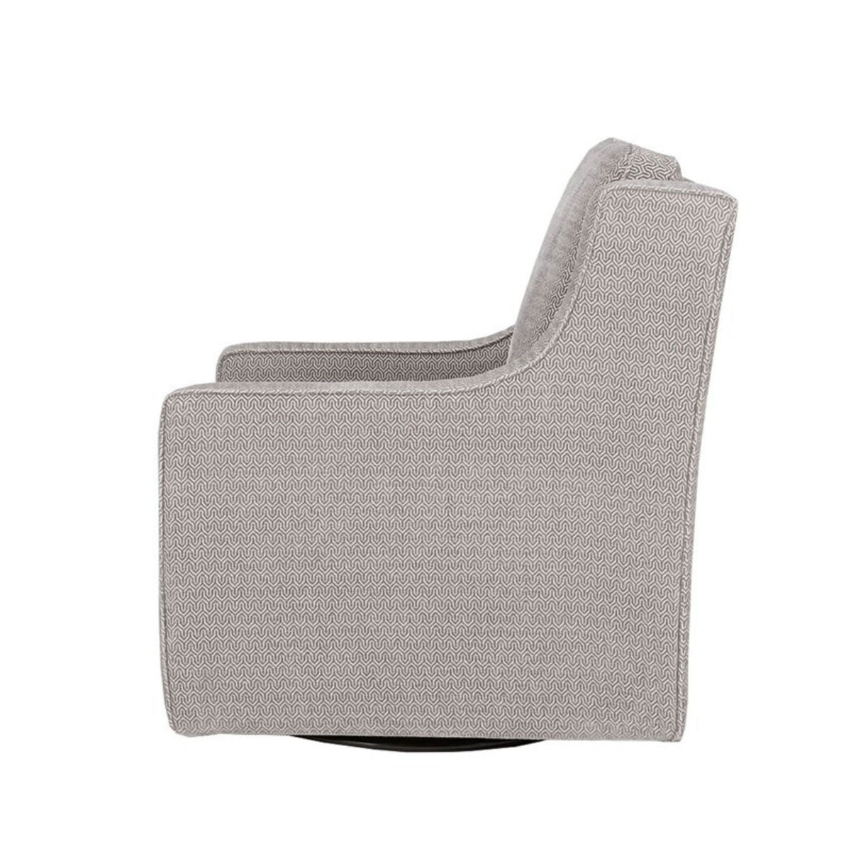 Swivel chair with light gray zigzag upholstery and high-density foam, 360 degree rotation on Tampa Home & Garden Store