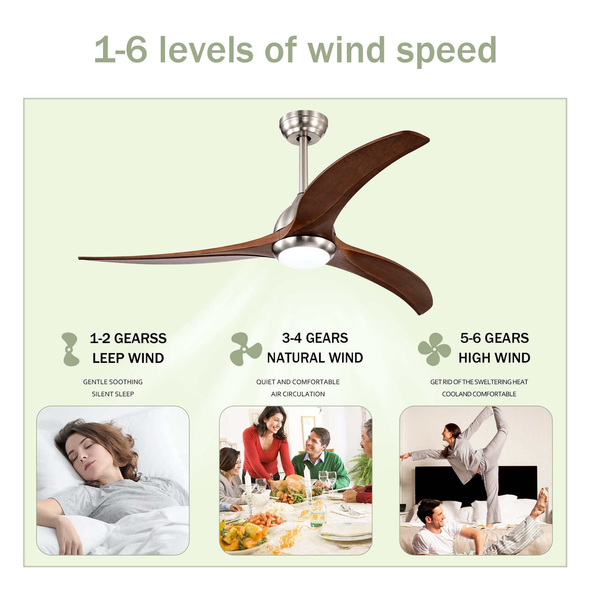 52-inch ceiling fan with solid wood blades, integrated light and remote control on Tampa Home & Garden Store