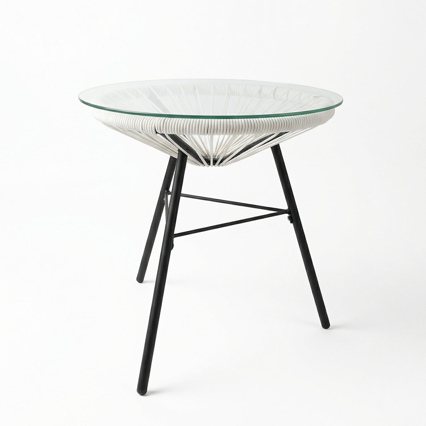 Outdoor Synthetic Wicker Glass Side Table